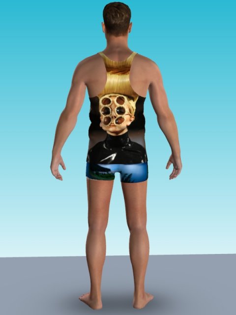 back view of vest + shorts